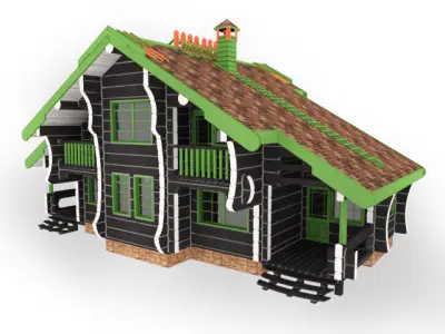 Black log house 3D model