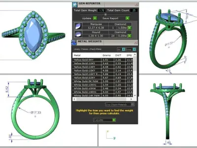 Engagement ring Vanessa marquise 3D print model