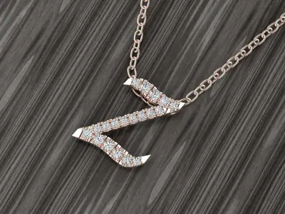 Jewelry Alphabet Pendant Z 3D print model