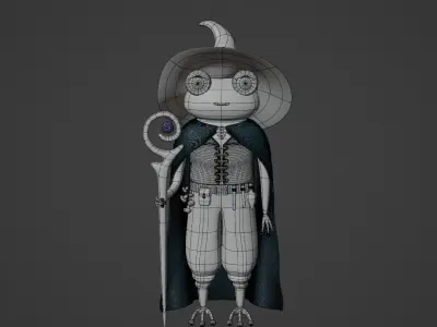 Cartoon character - Druid frog 3D model