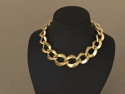 Graduated Cuban Chain Link Almond Model 3D print model