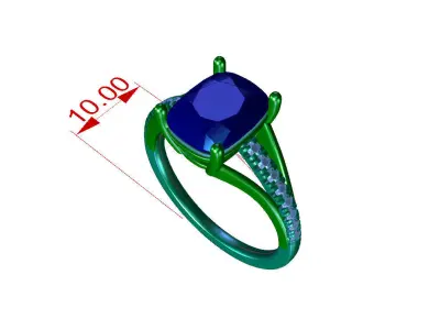 DR022 tourmaline and diamond ring 3D print model