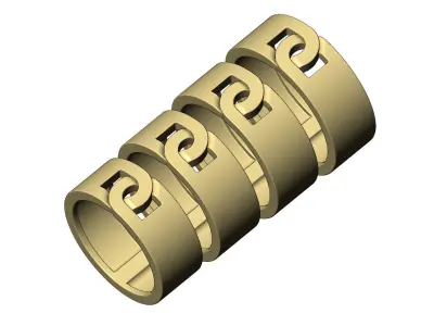 Overlapping D link 8mm wide band US sizes 6to9 3D print model