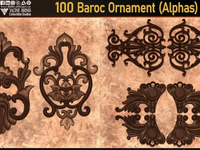 100 Baroc Ornament Alphas Volume 02 Low-poly 3D model
