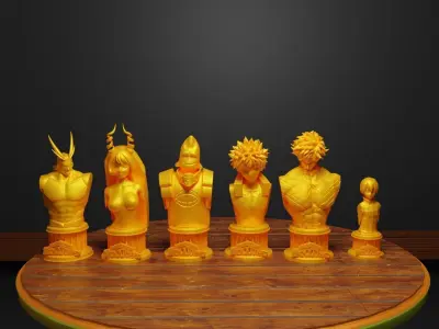 Anime Figure Chess Set Anime Character Chess Pieces V3 3D print model