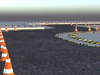 Drift Circuit Race Track Low-poly 3D model
