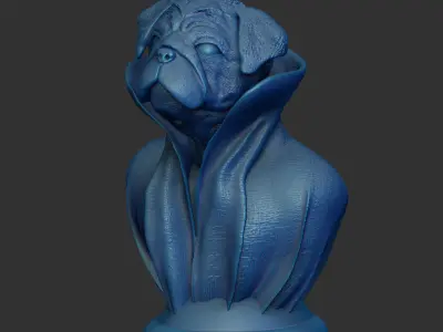 Pug - with Cape Collar on Pedestal 3D print model