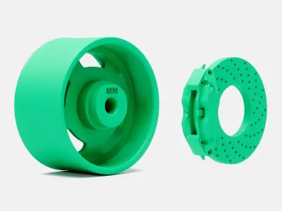 15x8 US Indy Mag Wheel and Brake 3D print model