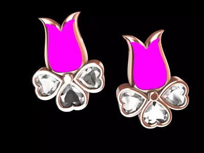 Heart Flower earrings 3D print model