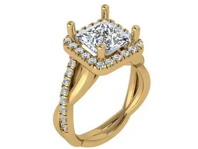 Square Halo Twisted Ring 3610 3D print model
