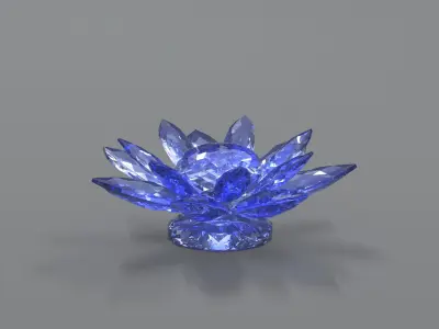  Glass Flower Showpiece Blue Low-poly 3D model