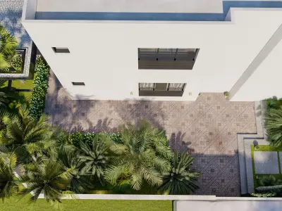 luxury backyard design with swimming pool 3D model