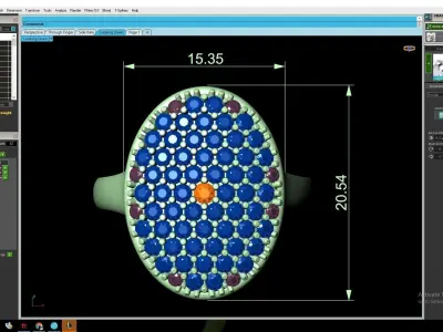 Luxury Oval Pave Diamond Ring for Women 3130 3D print model