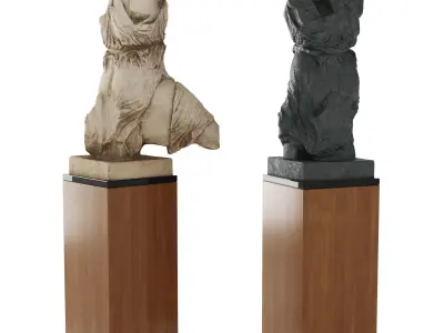 Roman woman torso sculpture Low-poly 3D model