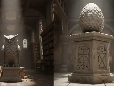 Ancient Stone Statue 10 Game-Ready Models Low-poly 3D model