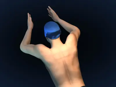 Swimming Man Frog Style Riged and Animated Low-poly 3D model