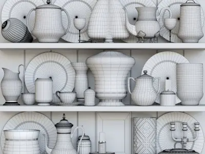 Classic set of kitchen ware 3D model