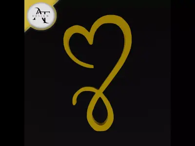 Simple Heart Symbol - 2D Art Free 3D print model order