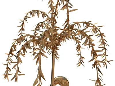 Fountain with Gilt Brass Swans and Weeping Willow 3D model