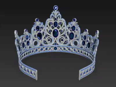 Luxury Golden Crown with Red Ruby Gems 3D model