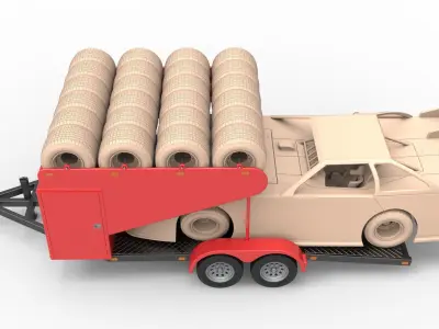 Vintage Open Trailer for Race Car Scale 1 to 25 3D print model