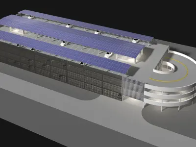Solar parking garage building 25-22 3D model