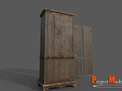 Antique Cabinet Version 002 Low-poly 3D model