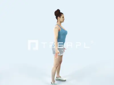 Yearn 01G Animated Rigged Sports Woman Low-poly 3D model