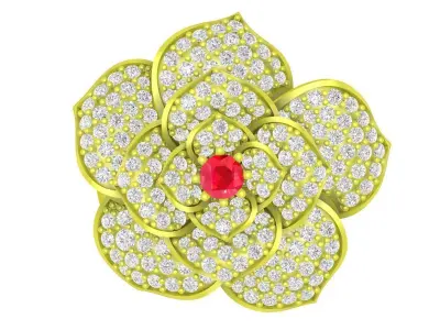 Luxury Flower Diamond Cluster Ring for Women 3D Model 4243 3D print model