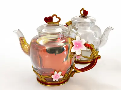 Handmade tea set 3D model 3D model
