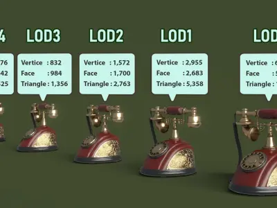 Retro Phone  Low-poly 3D model