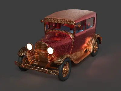 chinese golden vintage car Low-poly 3D model