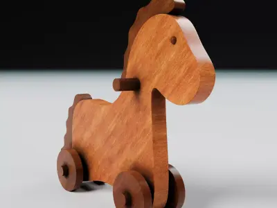 Vintage Wooden Toy Horse Low-poly 3D model