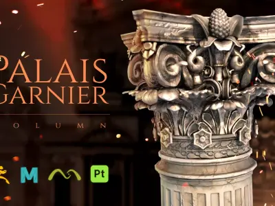 Palais Garnier Column Low-poly 3D model