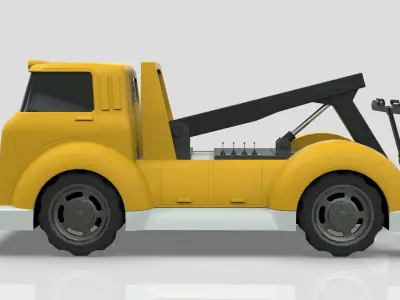 Wrecker Tow Truck Cartoon Vehicle Low-poly 3D model