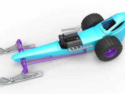 Front engine old school snow dragster Scale 1 to 25 3D print model