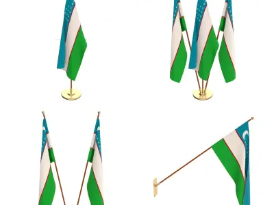 Uzbekistan Flag Pack 3D model