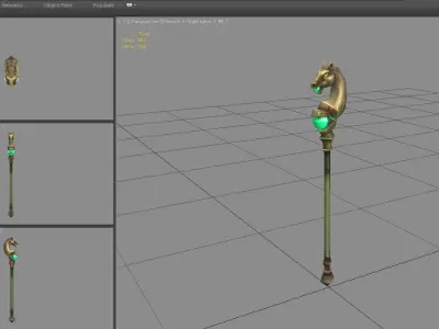 Cartoon Bronze horsehead wand Low-poly 3D model