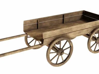 The cart 2 wooden wagon 3D model