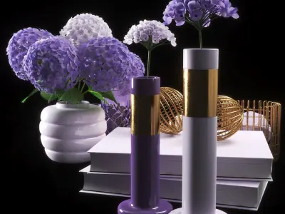 set734 hydrangeas and candles 3D model