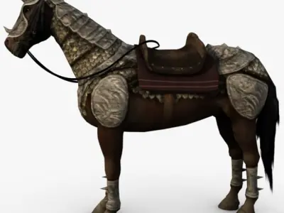 Horse with armor Low-poly 3D model
