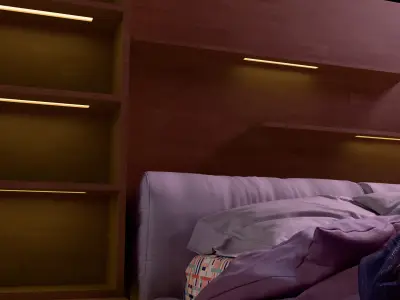 LuxeGlow Modern Bed with Integrated Storage Low-poly 3D model