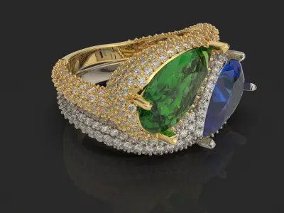 jewelry luxury ring with gem pear 12x7mm 2ct  Printable STL  3D print model