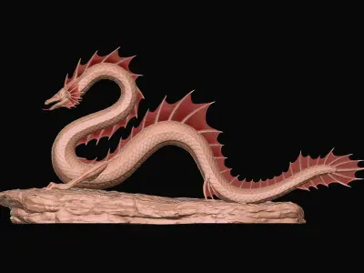 Ancient Sea Dragon above a Rock with Zbrush Project File 3D model