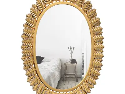 Metal mirror with gold leaf decor 56962240 3D model