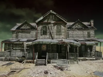 UE4 UE5 Abandoned wooden house modular V01 Basic package  Low-poly 3D model