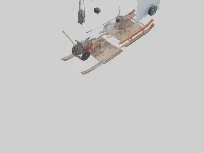 Ice Fishing Equipment model Low-poly 3D model
