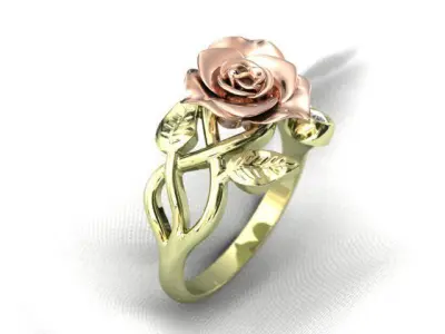 woman ring with rose WR 108 3D print model