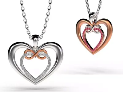 HEART INFINITY PENDANT LOVE SIGN - Diamonds Valentines Day 3D print model