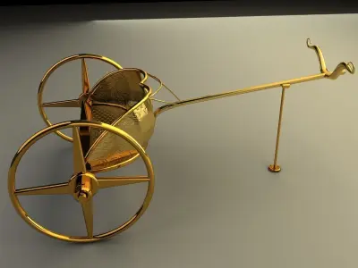 Chariot gold wheelbarrow - gold wheelbarrow 3D model